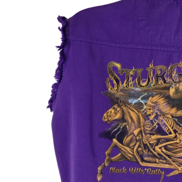 Biker design ladies large Sturgis 2012 Black hills rally purple button down top - Picture 4 of 12